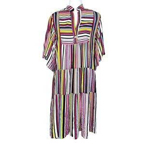 Uncle Frank Tiered Boho Dress S Colorful Stripe Oversized Lightweight Whimsical
